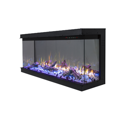 Beépített 3D elektromos kandalló Haiti 60, Art Flame, 533x1524x332 mm, 1500 W, több mint 100 színkombináció, Termosztát, Farönkök és kristályok