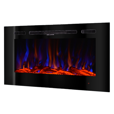 Fali-beépithető elektromos kandalló Beverly, Art Flame, 544x1016x140 mm, 1500 W, 3 lángszín, 3 fokozatú lángsebesség, Farönkök és kristályok