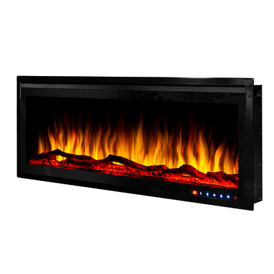 Fali-beépithető elektromos kandalló Schubert 42, Art Flame,  448x1068x146 mm, 1500 W, több mint 60 színkombináció, Termosztát, Farönk, kristályok és díszkövek
