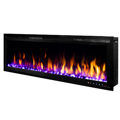 Fali-beépithető elektromos kandalló Schubert 50, Art Flame, 448x1271x146 mm, 1500 W, több mint 60 színkombináció, Termosztát, Farönk, kristályok és díszkövek 