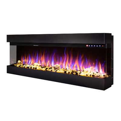 3D fali-beépithető elektromos kandalló Dalas maxi, Art Flame, 484x1270x200 mm, 1500 W, 30 színkombináció, Termosztát, Farönkök és kristályok