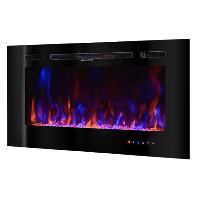 Fali-beépithető elektromos kandalló Beverly, Art Flame, 544x1016x140 mm, 1500 W, 3 lángszín, 3 fokozatú lángsebesség, Farönkök és kristályok
