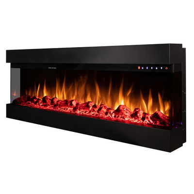 Dalas 72 3D beépíthető és falra szerelhető elektromos kandalló, Art Flame,  493×1828×200 mm, 1500 W, 30 színkombináció, Termosztát, fahasábok és kristályok
